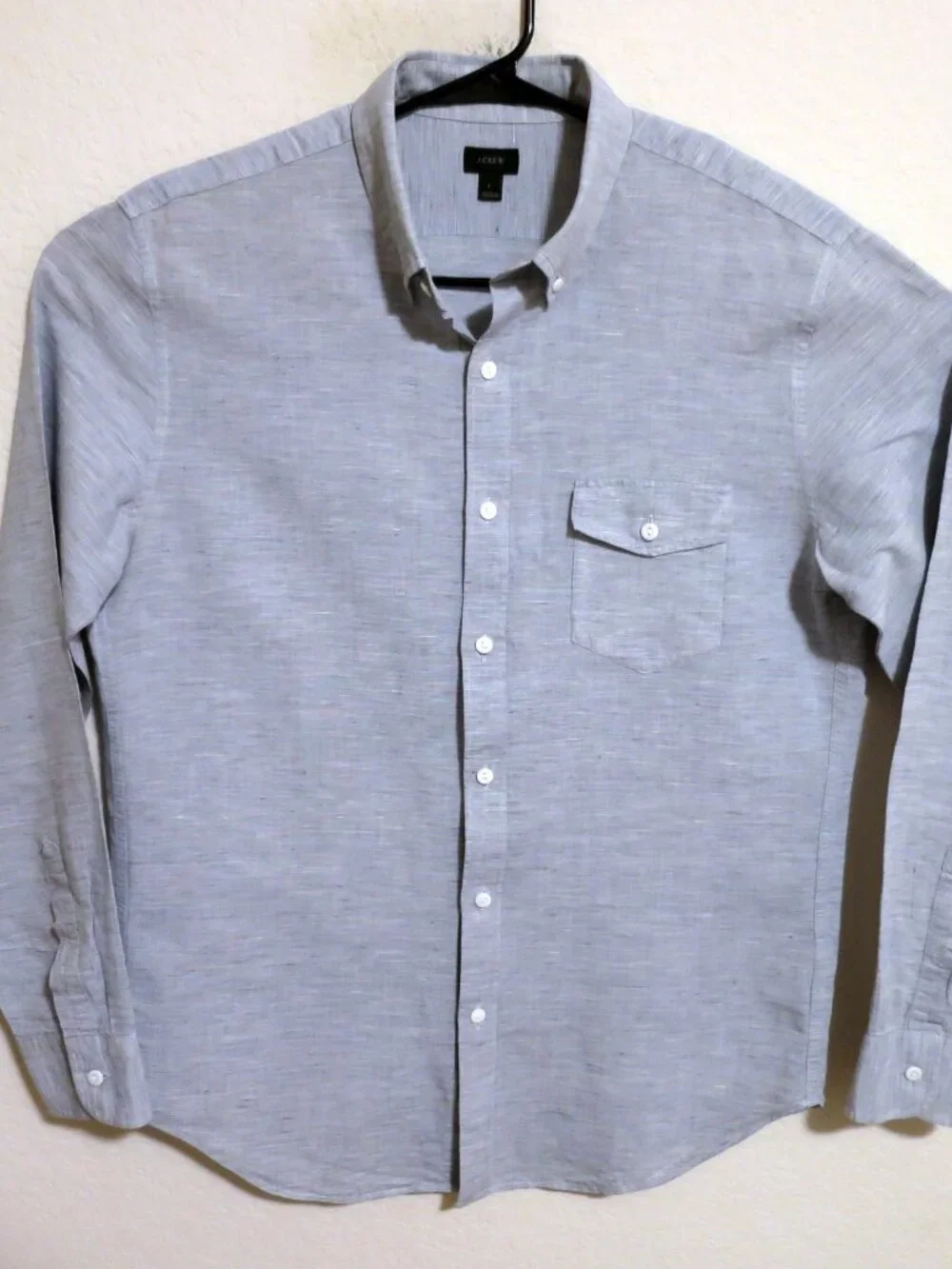 J Crew Shirt Mens Large Long Sleeve Button Baird McNutt Linen Blend Gray